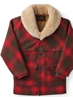 Women’s Filsons shearling collar wool mackinaw packer trapper coat L